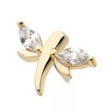14K Gold Threadless Dragonfly Marquise CZ Top