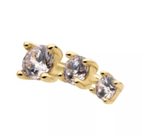 14K Gold Threadless Prong-Set 3 CZ Top