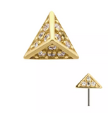 14K Gold Threadless Pyramid Pave CZ Top