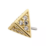 14K Gold Threadless Pyramid Pave CZ Top