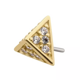 14K Gold Threadless Pyramid Pave CZ Top