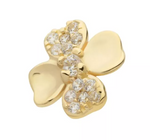 14K Gold Threadless Clover 3D Pave CZ Top