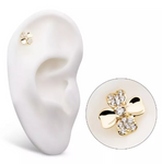 14K Gold Threadless Clover 3D Pave CZ Top