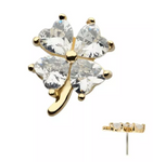 14K Gold Threadless Clover Petal CZ Top