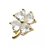 14K Gold Threadless Clover Petal CZ Top