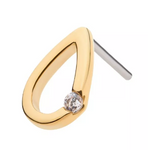 14K Gold Threadless Cut-Out Teardrop CZ Top
