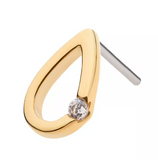 14K Gold Threadless Cut-Out Teardrop CZ Top