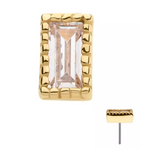 14K Gold Threadless Rectangle Baguette CZ Top