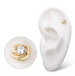 14K Gold Threadless Swirl CZ Top