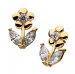 14K Gold Threadless Fancy Flower CZ Top