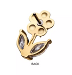 14K Gold Threadless Fancy Flower CZ Top