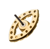 14K Gold Threadless Hollow Eye Multi-CZ Top
