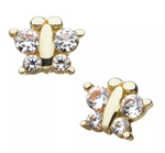 14K Gold Threadless Butterfly Wings CZ Top