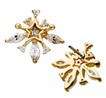 14K Gold Threadless Starbusrt Marquise CZ Top