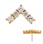 14K Gold Threadless Arrow 5 CZ Top