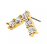 14K Gold Threadless Arrow 5 CZ Top