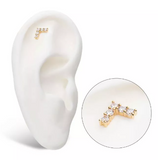 14K Gold Threadless Arrow 5 CZ Top