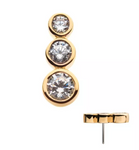 14K Gold Threadless Cluster 3 Bezel CZ Top