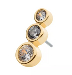 14K Gold Threadless Cluster 3 Bezel CZ Top