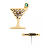 14K Gold Threadless Martini Glass Pave CZ Top