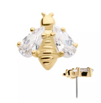 14K Gold Threadless Bee Wing Pear CZ Top