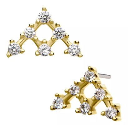 14K Gold Threadless Crown Set Multi-CZ Top