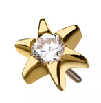 14K Gold Threadless 6 Point Star CZ Top