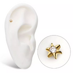 14K Gold Threadless 6 Point Star CZ Top