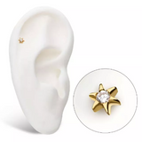 14K Gold Threadless 6 Point Star CZ Top