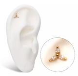 14K Gold Threadless Trinity 3 Marquise CZ Top