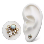 14K Gold Threadless Tiara Opal & CZ Top