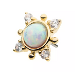 14K Gold Threadless 4 Point Opal & CZ Top