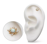 14K Gold Threadless 4 Point Opal & CZ Top