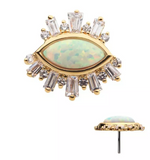 14K Gold Threadless Evil Eye Opal & CZ Top