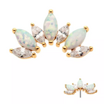 14K Gold Threadless Fan Marquise Opal & CZ Top