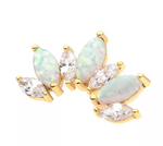 14K Gold Threadless Fan Marquise Opal & CZ Top