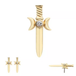 14K Gold Threadless Triple Goddess Dagger Opal/CZ Top (2 colors)