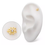 14K Gold Threadless Lotus Opal/CZ Top (2 colors)
