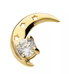 14K Gold Threadless Moon & Stars Opal/CZ Top (2 colors)