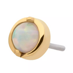 14K Gold Threadless 2-Prong Set White Opal Top