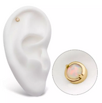 14K Gold Threadless 2-Prong Set White Opal Top