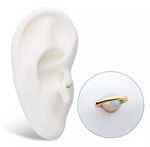 14K Gold Threadless Planet Bezel White Opal Top