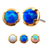 14K Gold Threadless Prong Set Opal Top (3 colors)