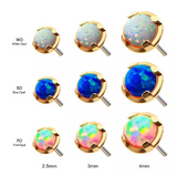 14K Gold Threadless Prong Set Opal Top (3 colors)