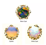 14K Gold Threadless Crown Set Opal Top (3 colors)