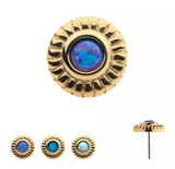 14K Gold Threadless Scalloped Edge Bezel Opal Top (3 colors)