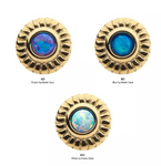 14K Gold Threadless Scalloped Edge Bezel Opal Top (3 colors)