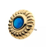 14K Gold Threadless Scalloped Edge Bezel Opal Top (3 colors)