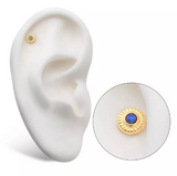 14K Gold Threadless Scalloped Edge Bezel Opal Top (3 colors)