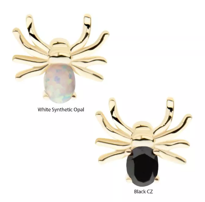 14K Gold Threadless Spider CZ/Opal Top (2 options)